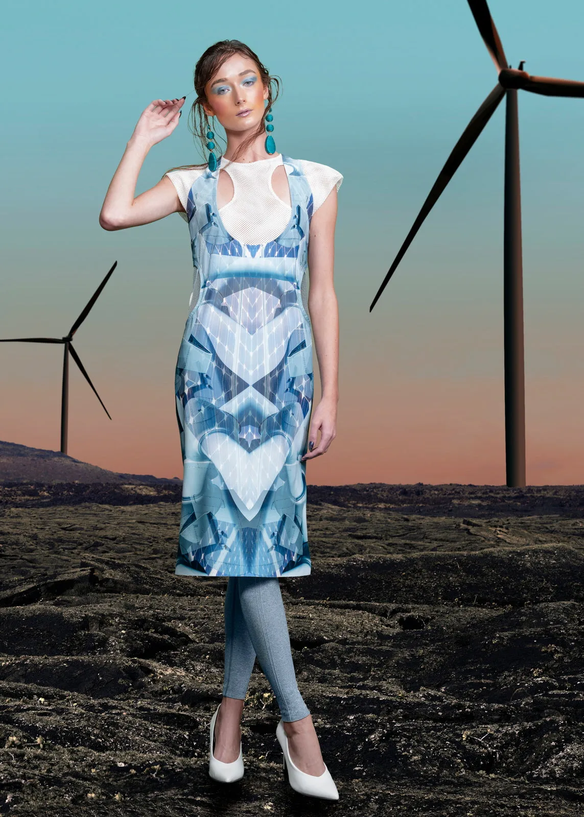 190104C -Print Round Waist Dress