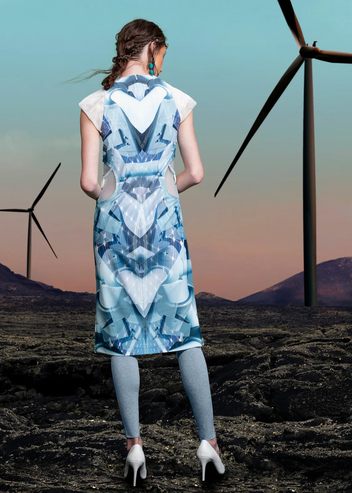 190104C -Print Round Waist Dress
