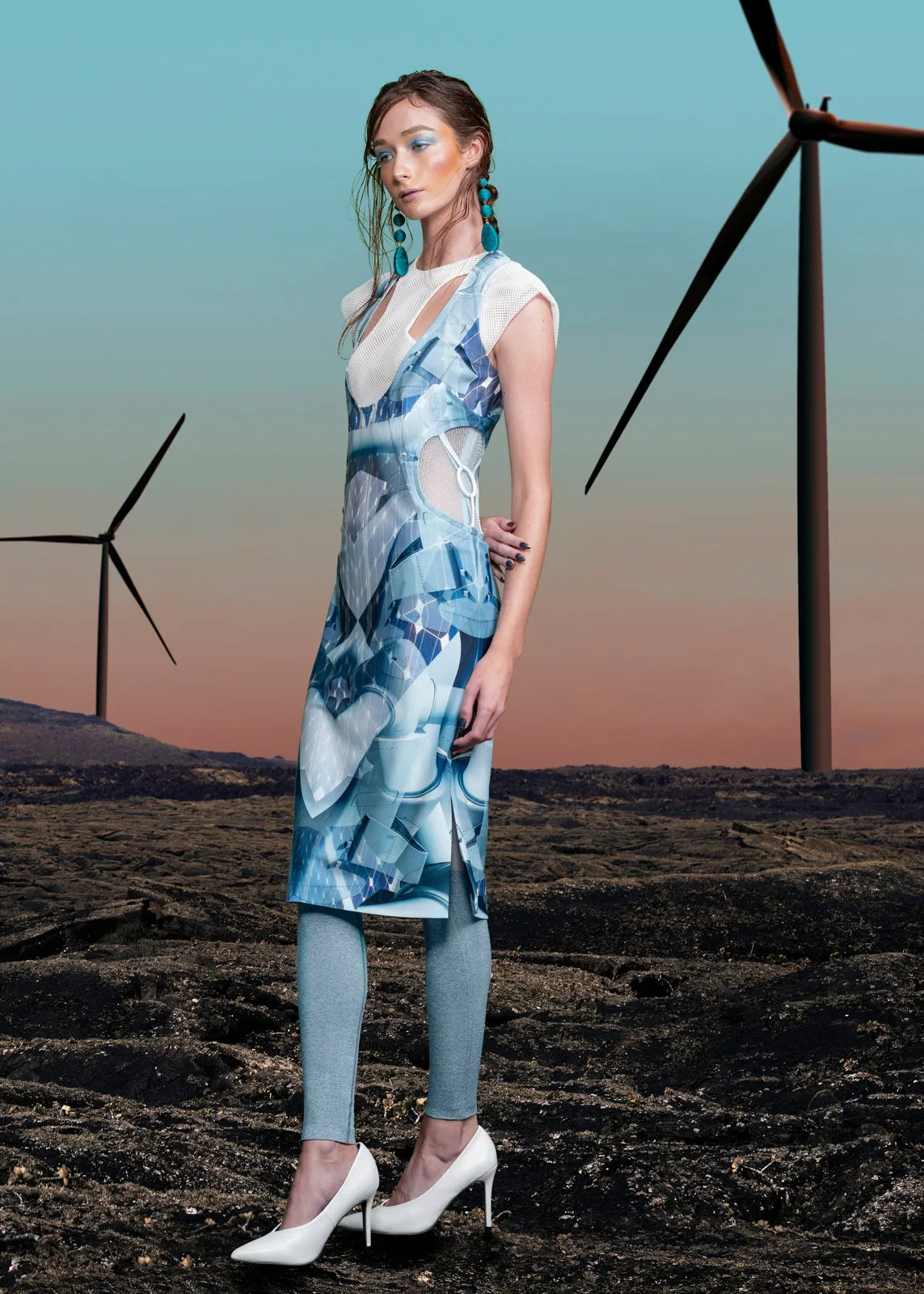 190104C -Print Round Waist Dress