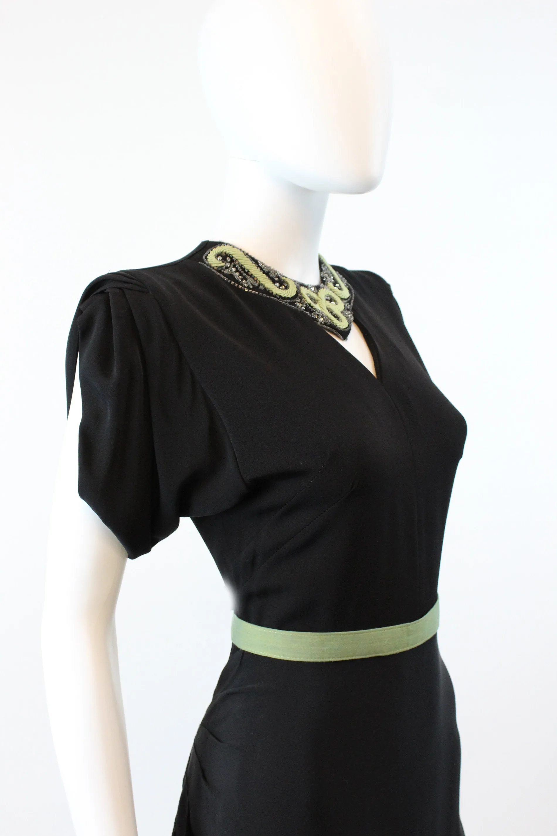 1940s PEEK A BOO rayon beaded dress xs | new fall