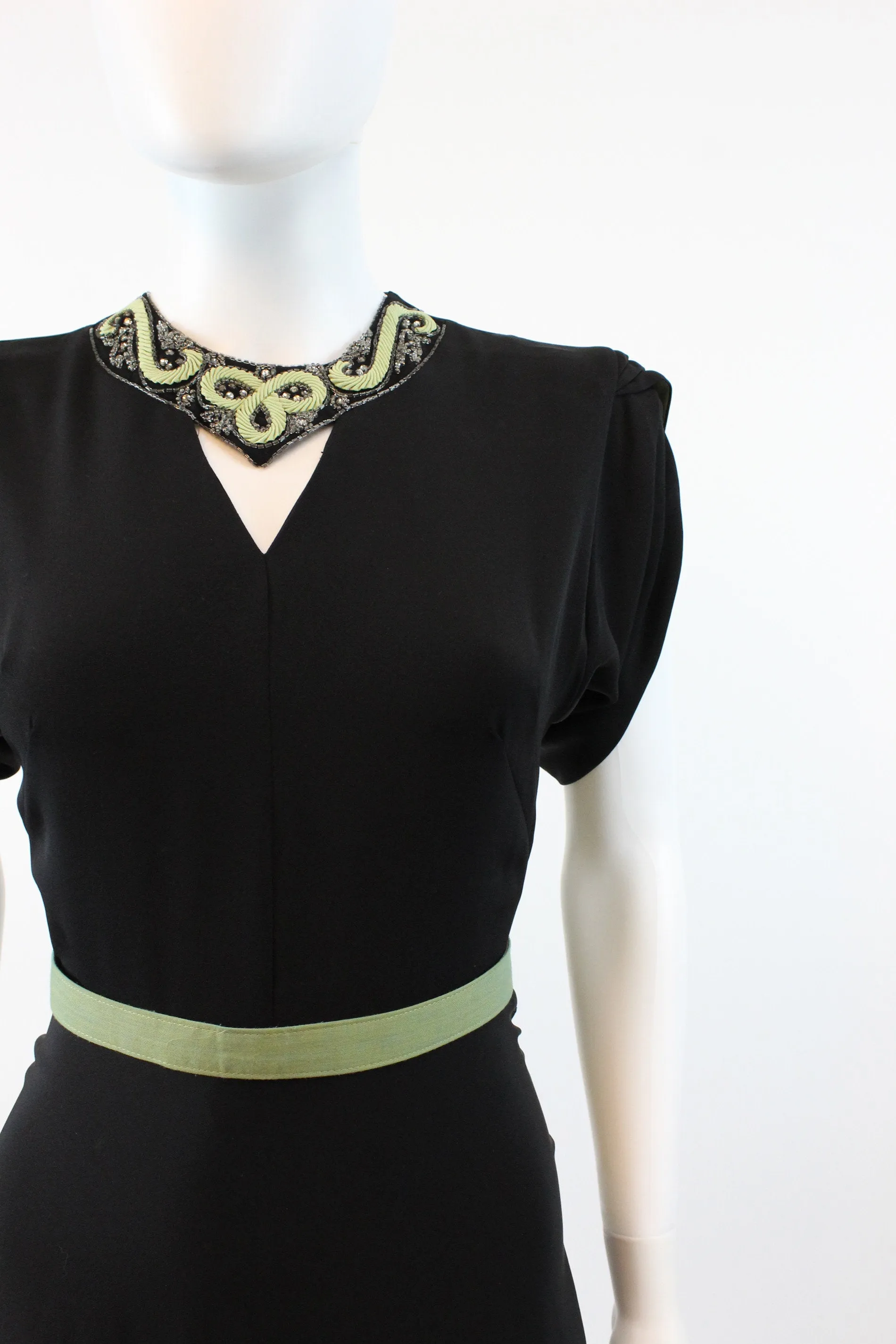 1940s PEEK A BOO rayon beaded dress xs | new fall