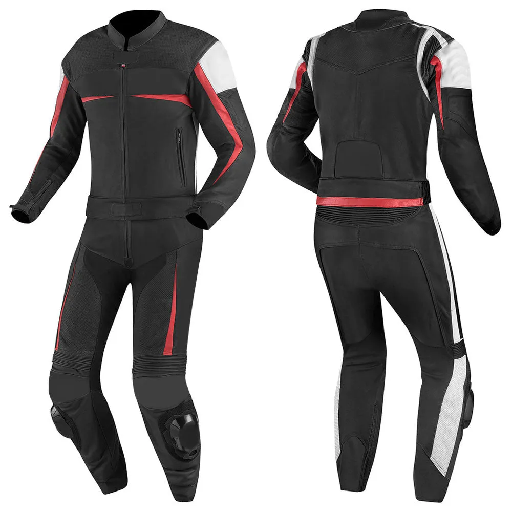 2 PC MEN MOTORCYCLE LEATHER RACING SUIT