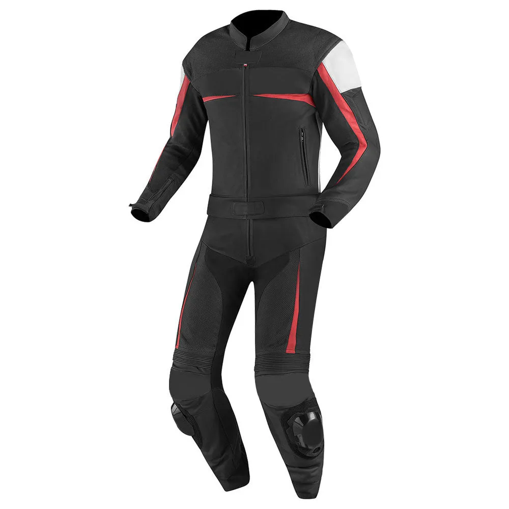2 PC MEN MOTORCYCLE LEATHER RACING SUIT