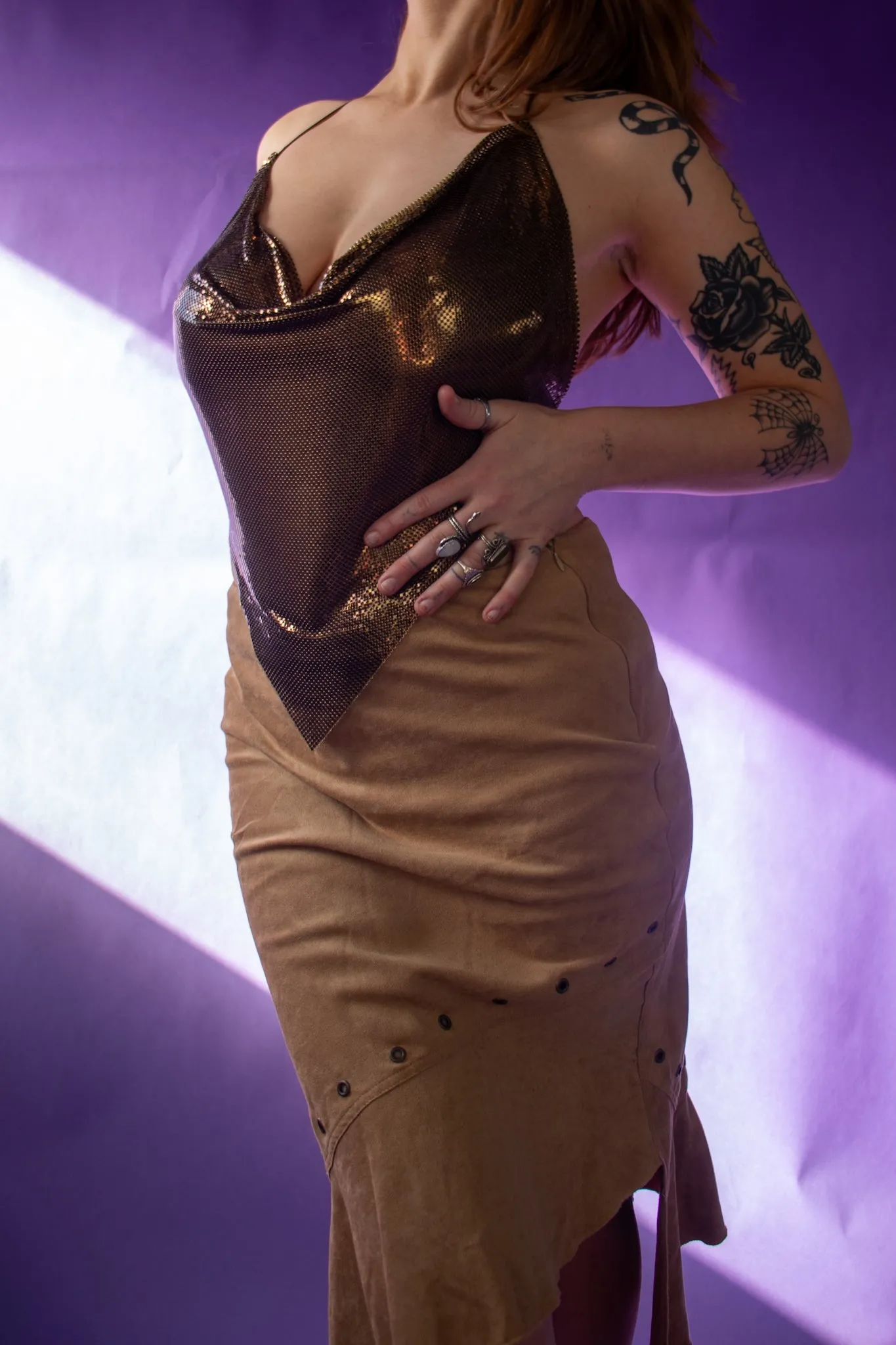 70s Gold Glomesh Halter Top