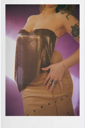 70s Gold Glomesh Halter Top