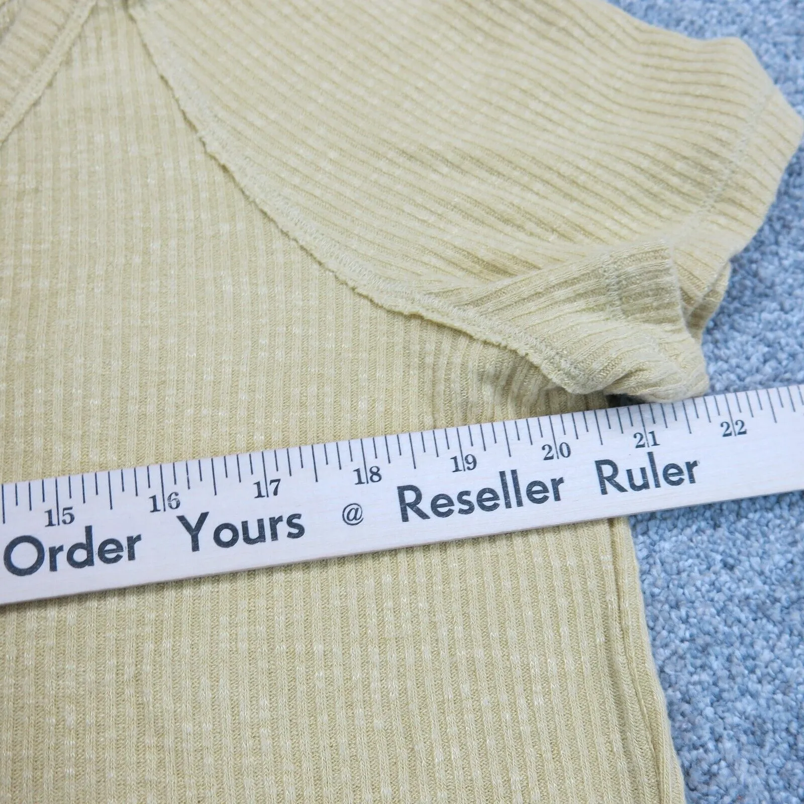 Abercrombie & Fitch Women Front Knot Knitted Top Short Sleeve Yellow Sze X Large