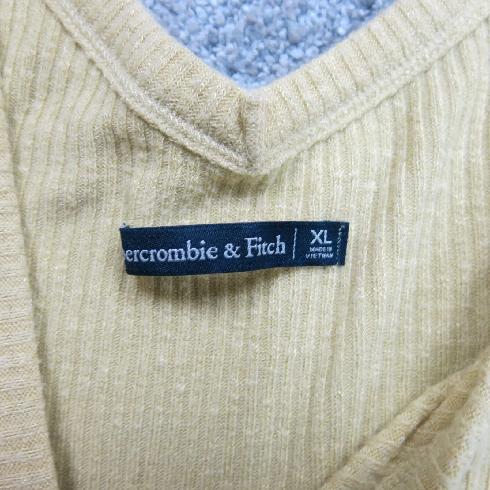 Abercrombie & Fitch Women Front Knot Knitted Top Short Sleeve Yellow Sze X Large