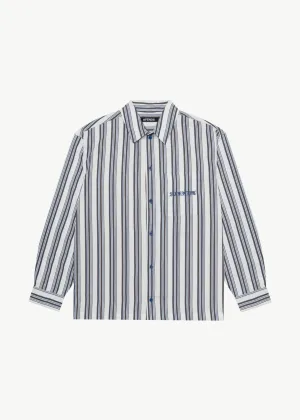 AFENDS Mens Lined Up - Long Sleeve Shirt - White Stripe