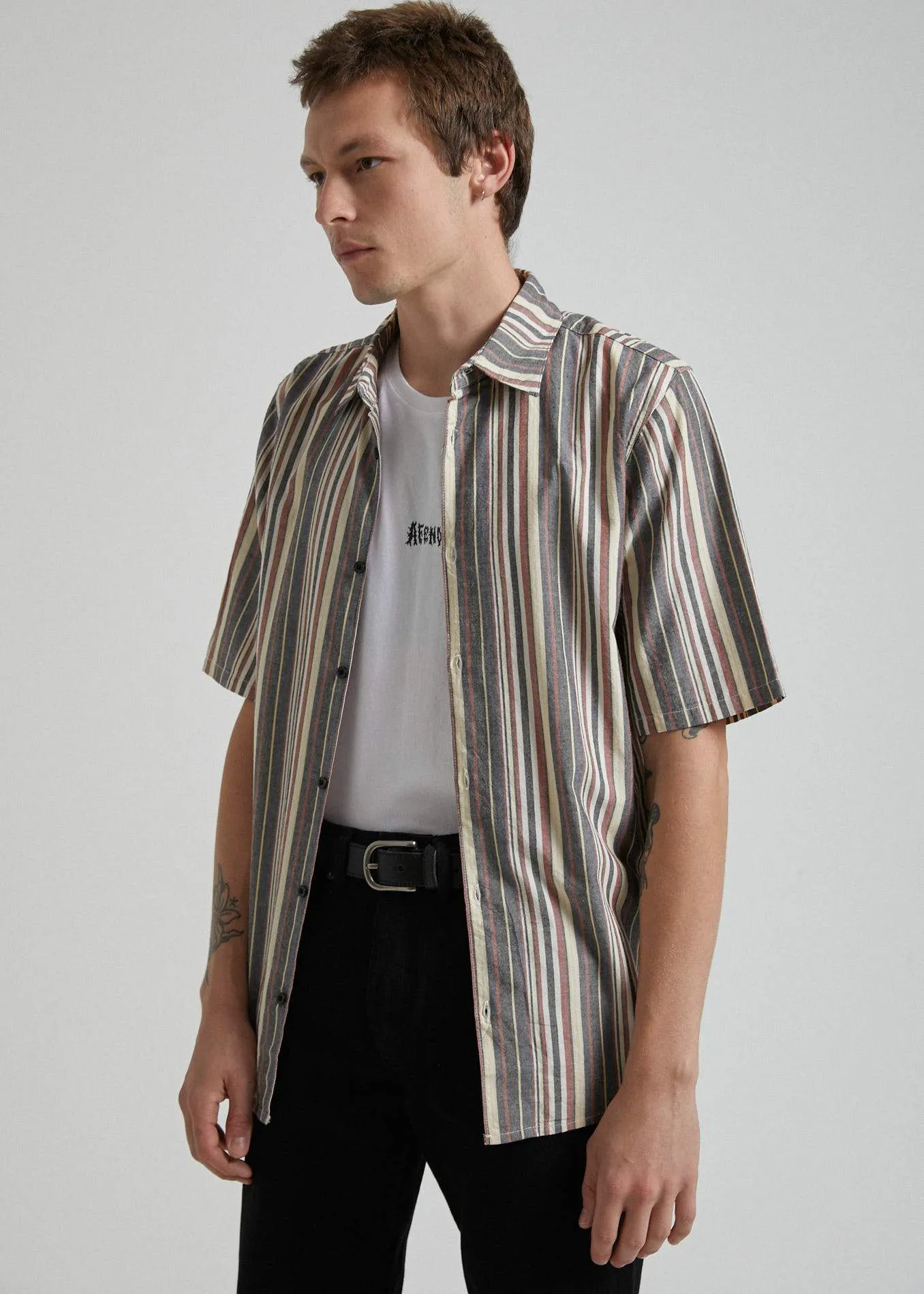 Afends Mens Rainbow Nation - Yarn Dye Short Sleeve Shirt - Multi