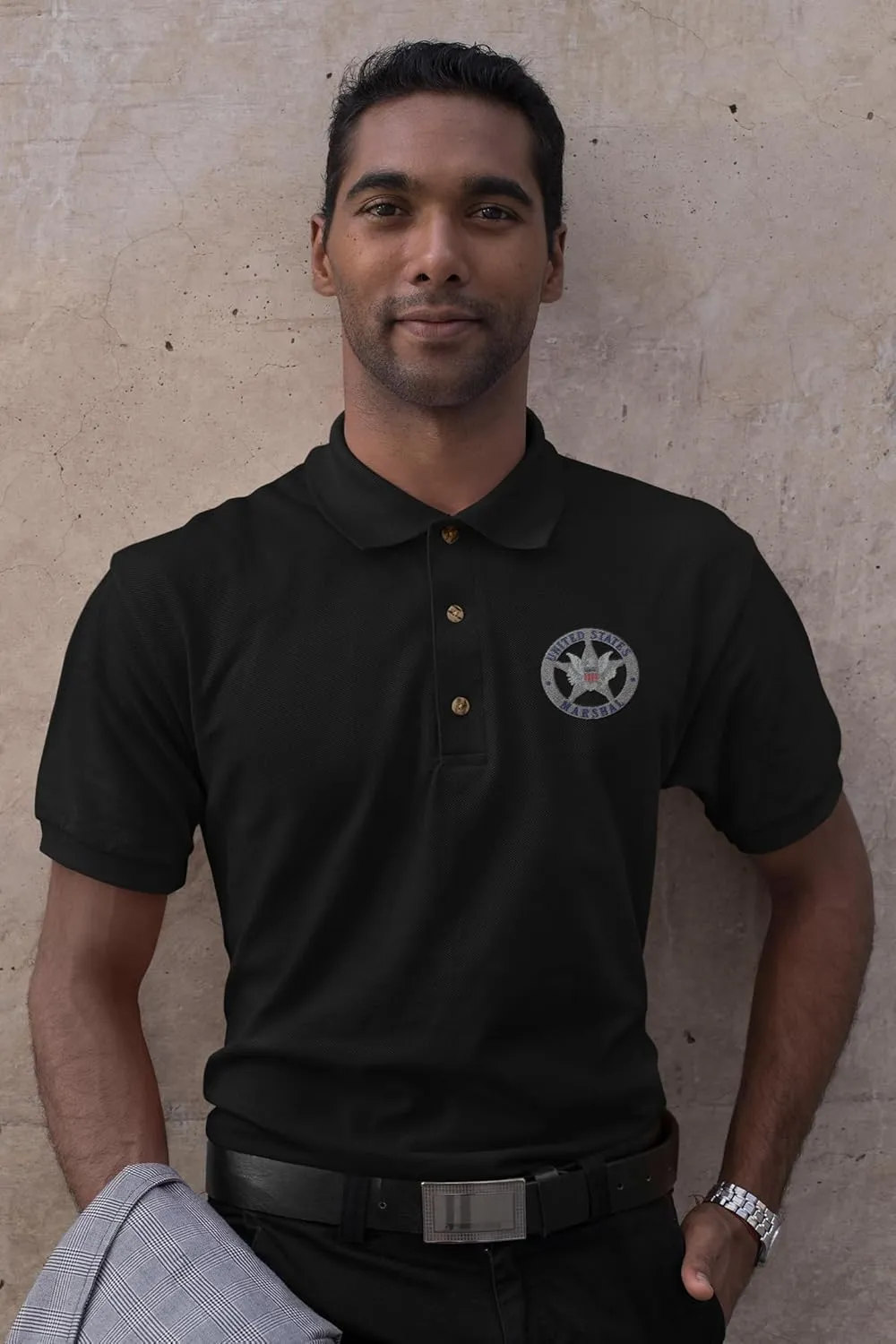 ALLNTRENDS Men's Polo T Shirt U.S Marshals Embroidered USA Service Shirt