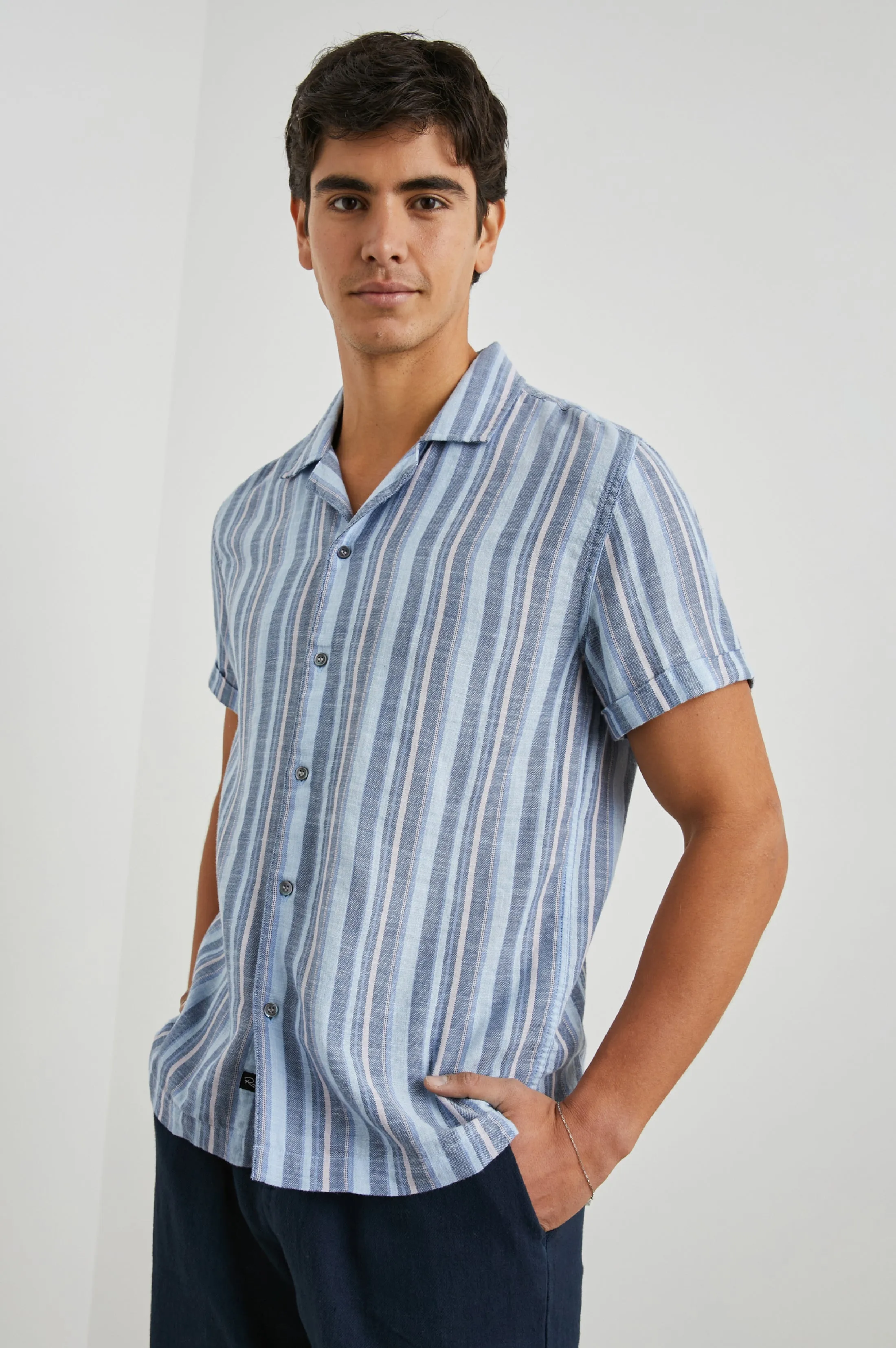 AMALFI SHIRT - POWDER COBALT STRIPE