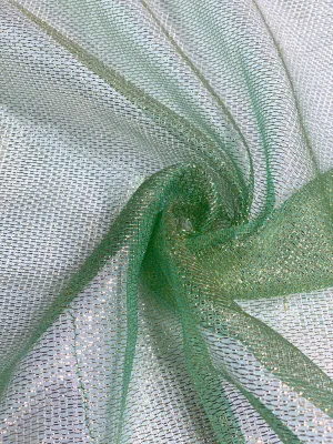 Aqua Silk Metallic Mesh Fabric