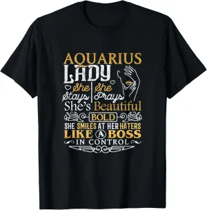Aquarius Lady Shirt Astrology Zodiac Sign Aquarius Woman T-Shirt