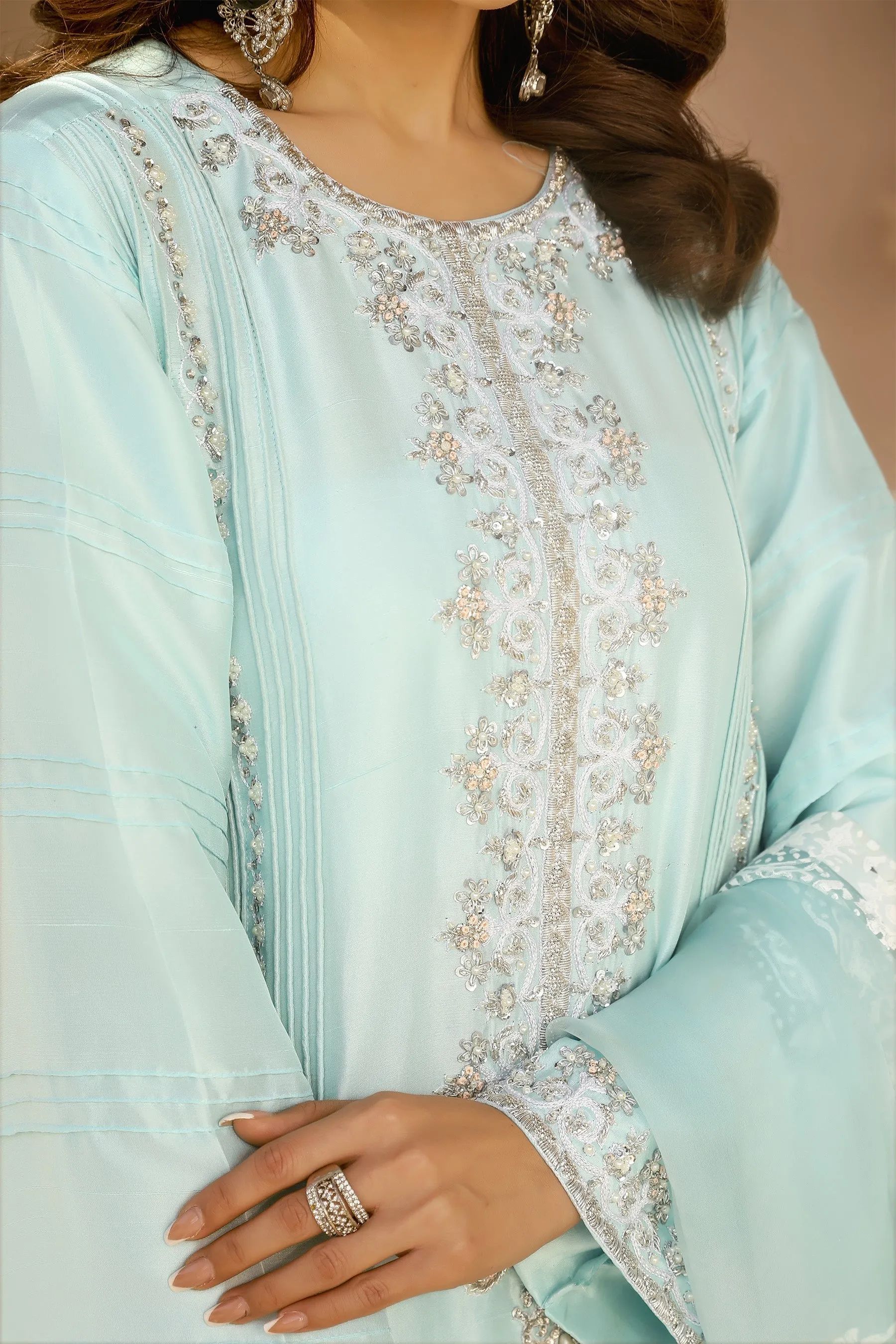 Arif Ashraf - ARJAN - Aqua - Raw Silk & Organza - 3 Piece