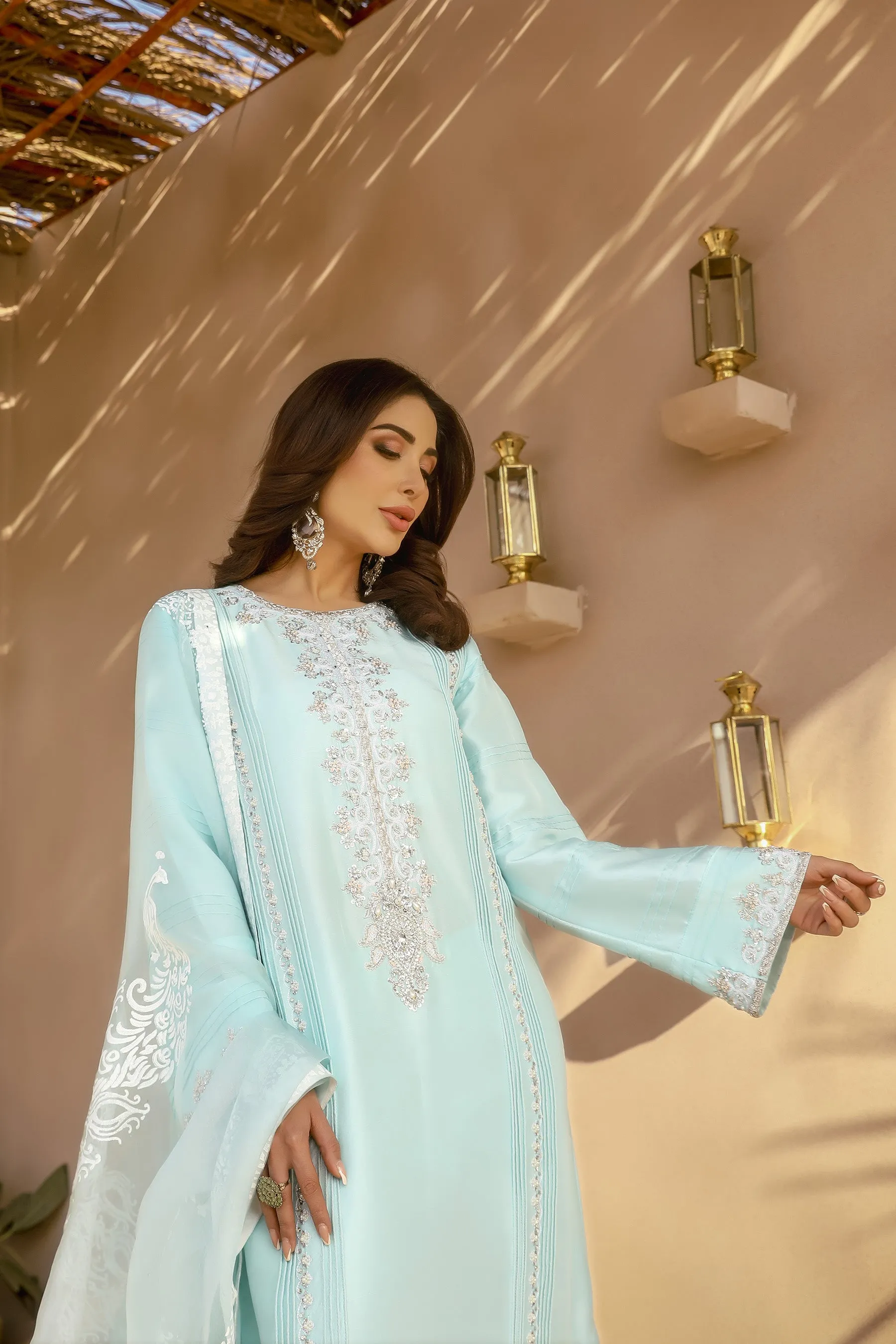 Arif Ashraf - ARJAN - Aqua - Raw Silk & Organza - 3 Piece