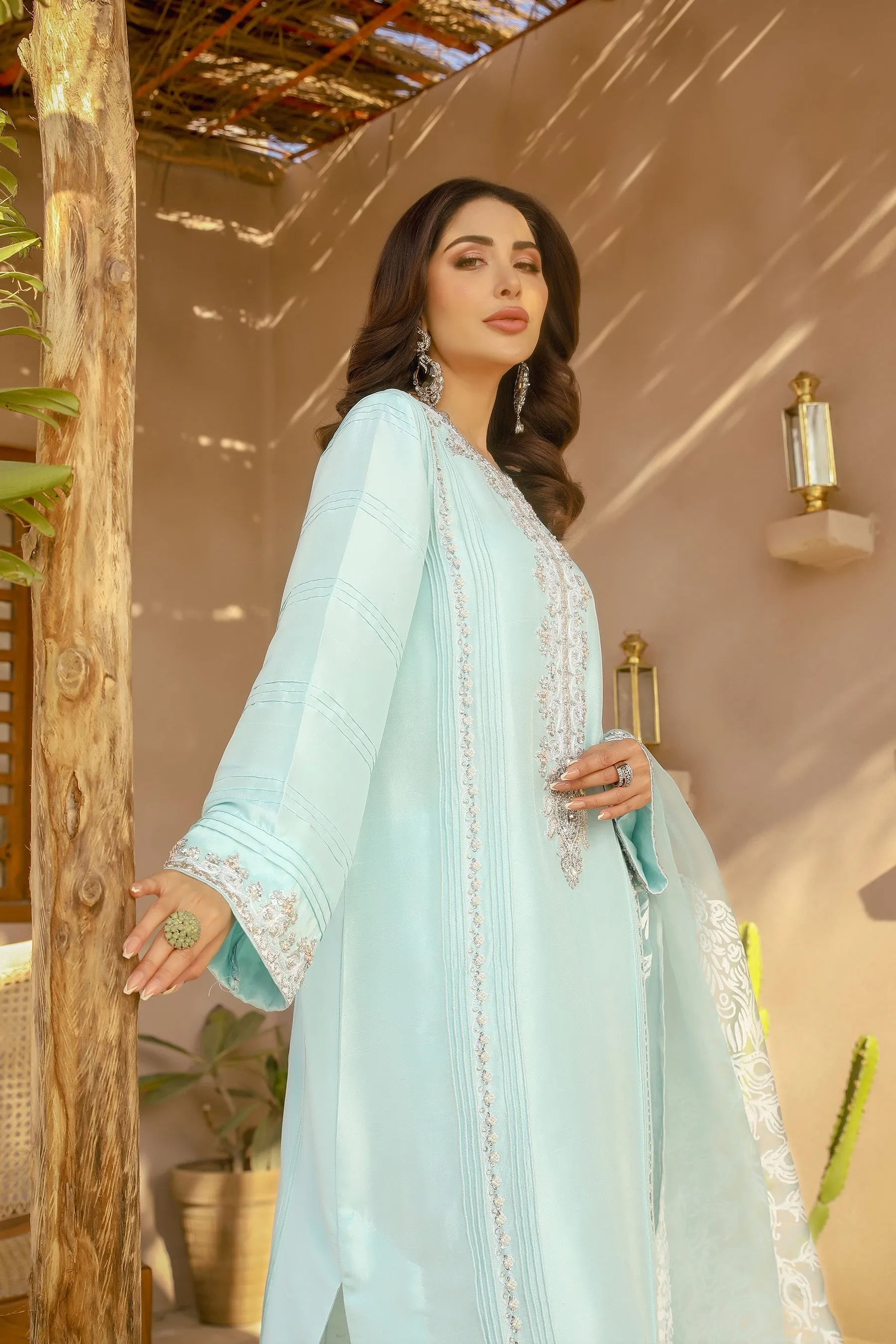 Arif Ashraf - ARJAN - Aqua - Raw Silk & Organza - 3 Piece