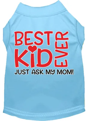 Ask My Parents Screen Print Dog Shirt Baby Blue Lg