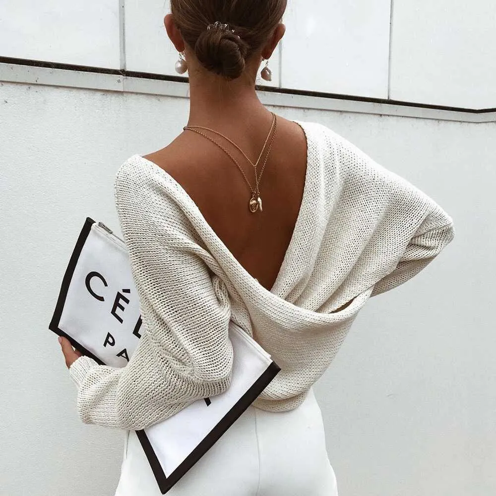Bat Sleeve cross V-Neck knitted Top