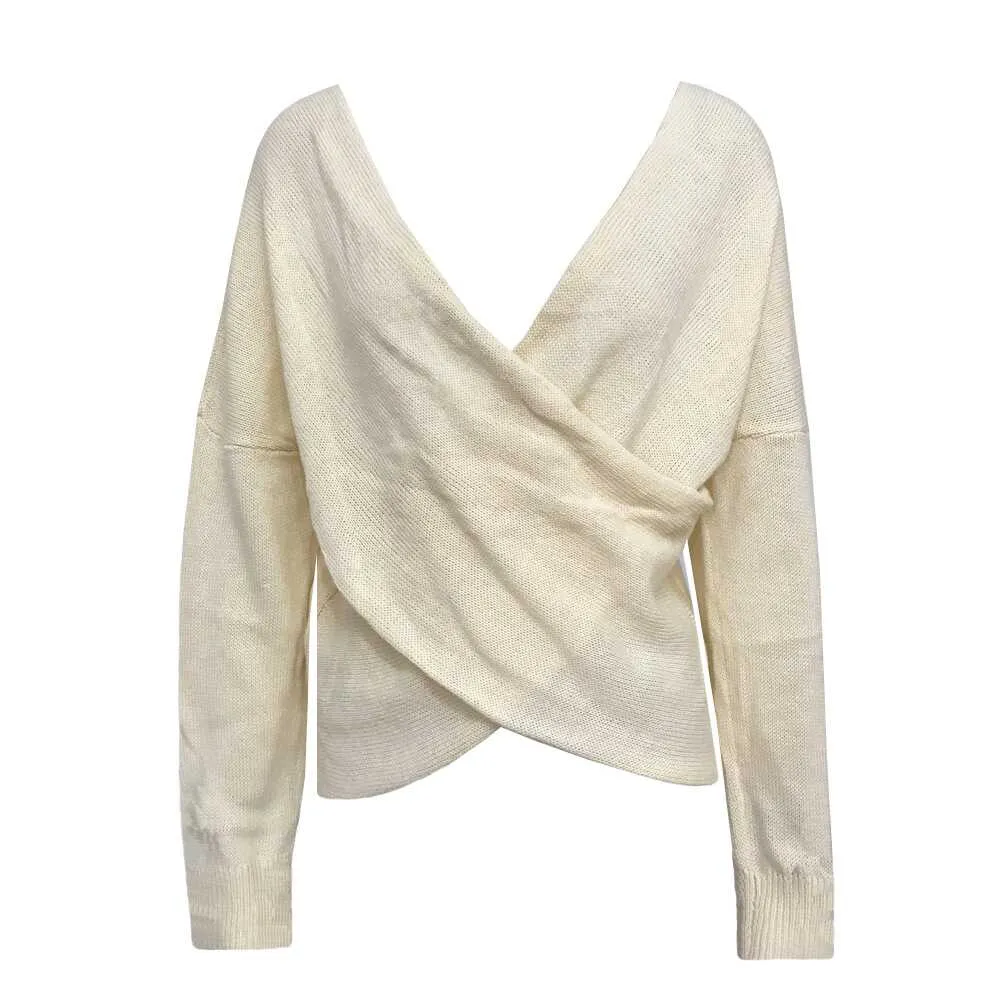 Bat Sleeve cross V-Neck knitted Top