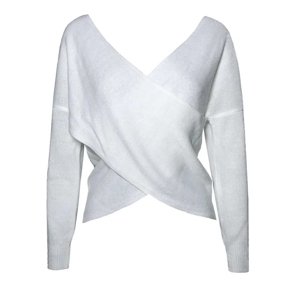 Bat Sleeve cross V-Neck knitted Top