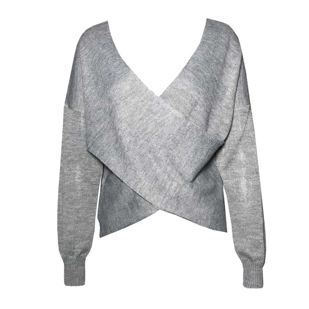 Bat Sleeve cross V-Neck knitted Top