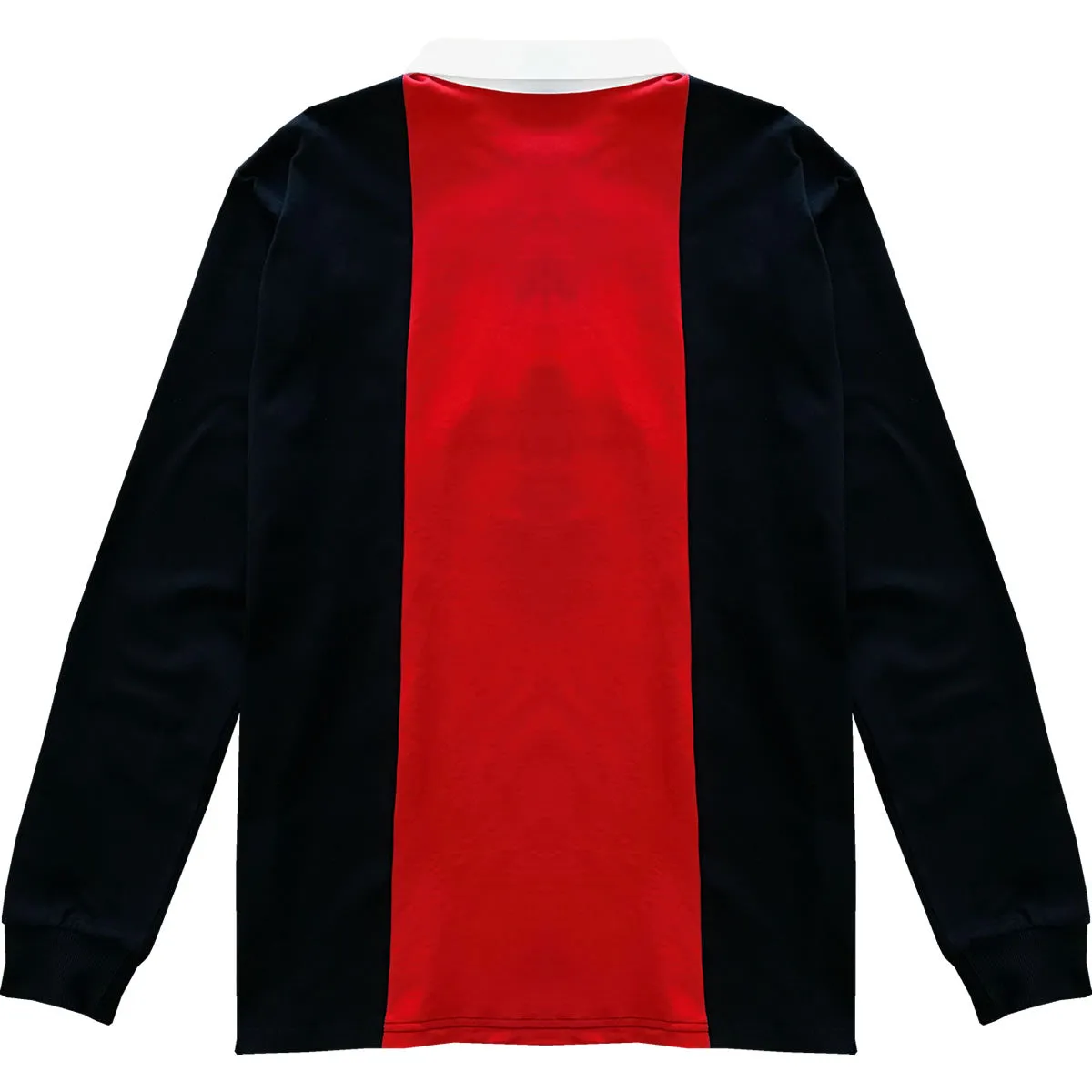 Black and Red Logo Vertical Striped Long Sleeve Rugby Shirt