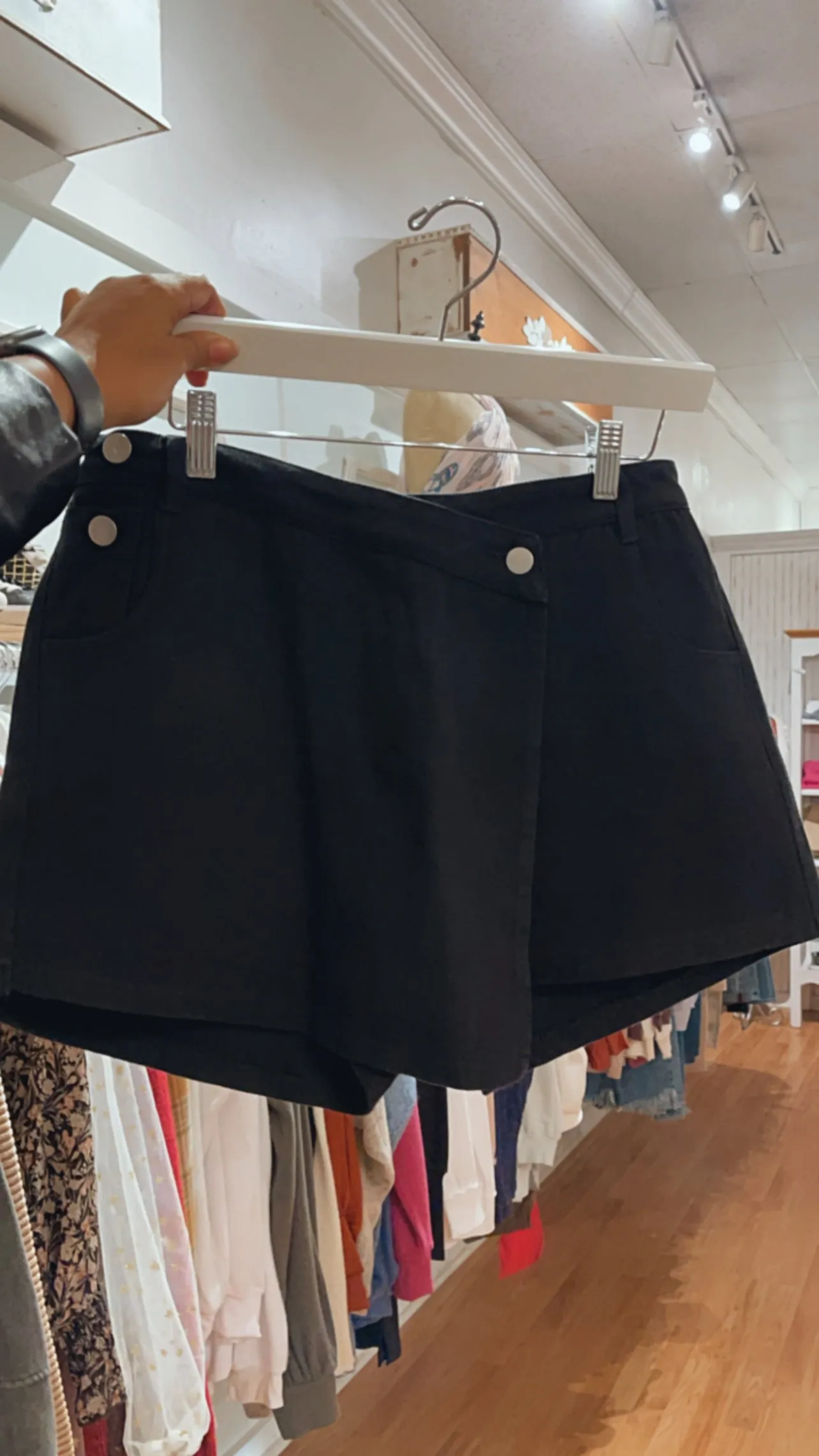 black denim envelope skirt