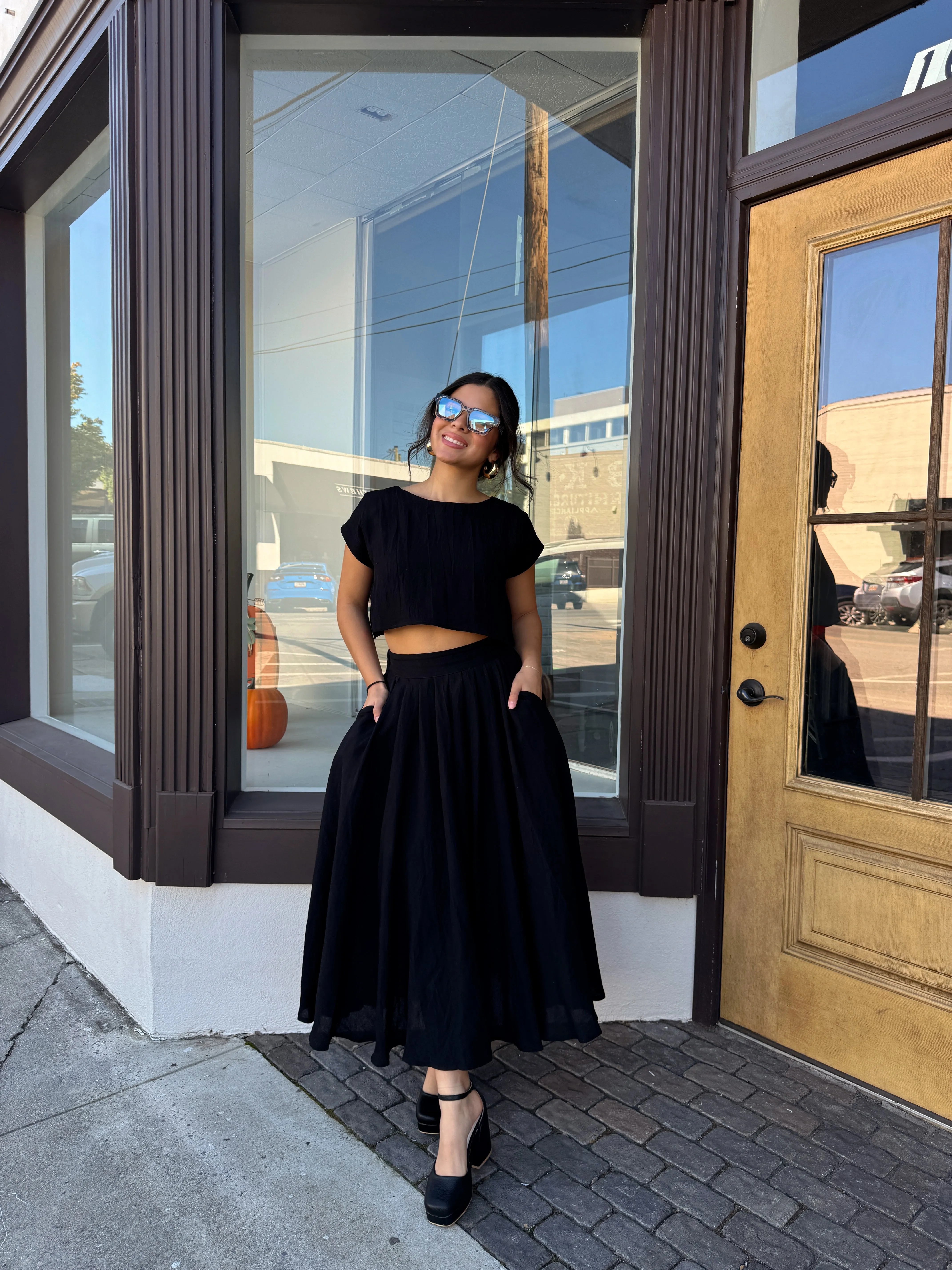 Black Top & Skirt Set