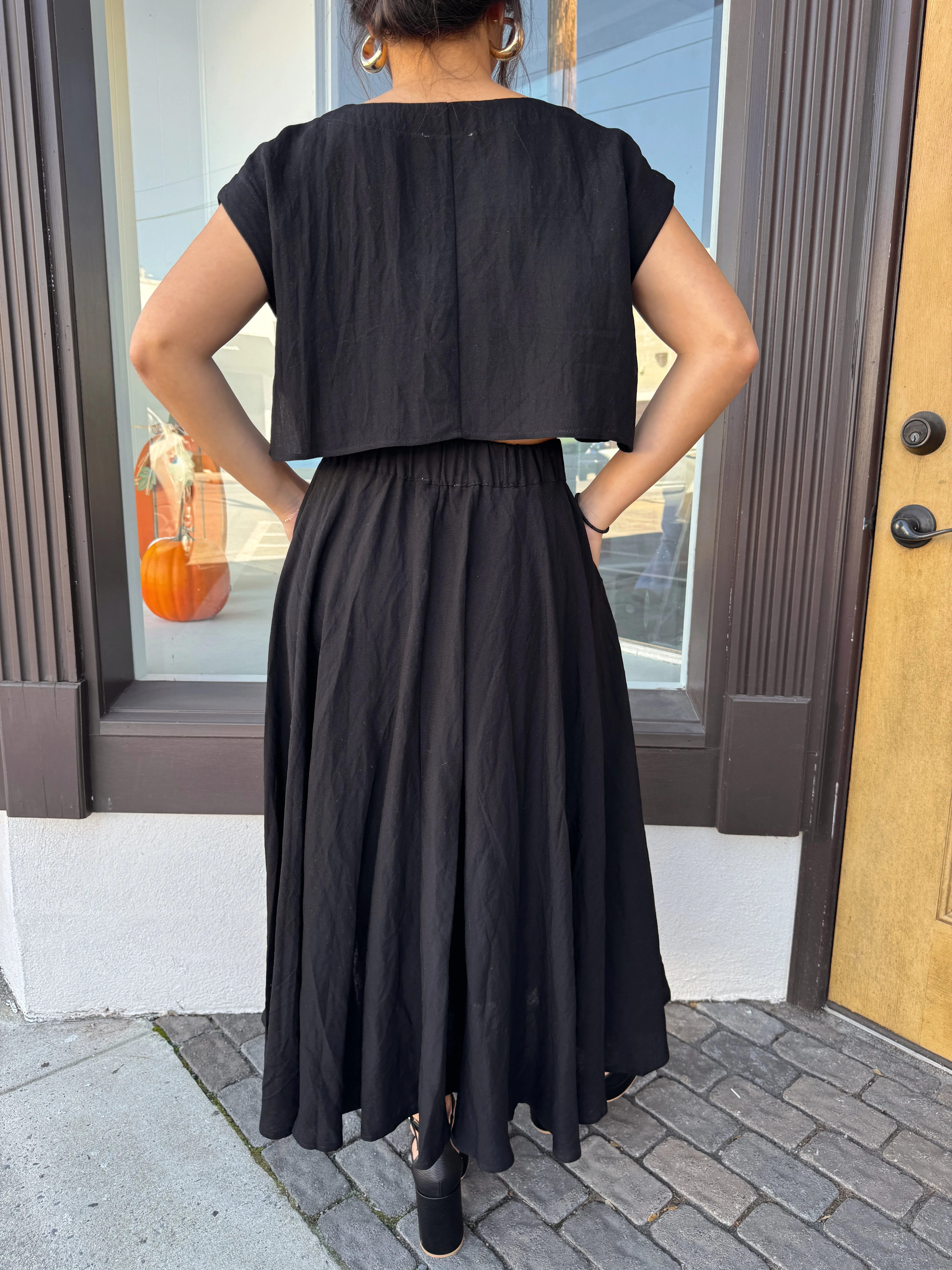 Black Top & Skirt Set