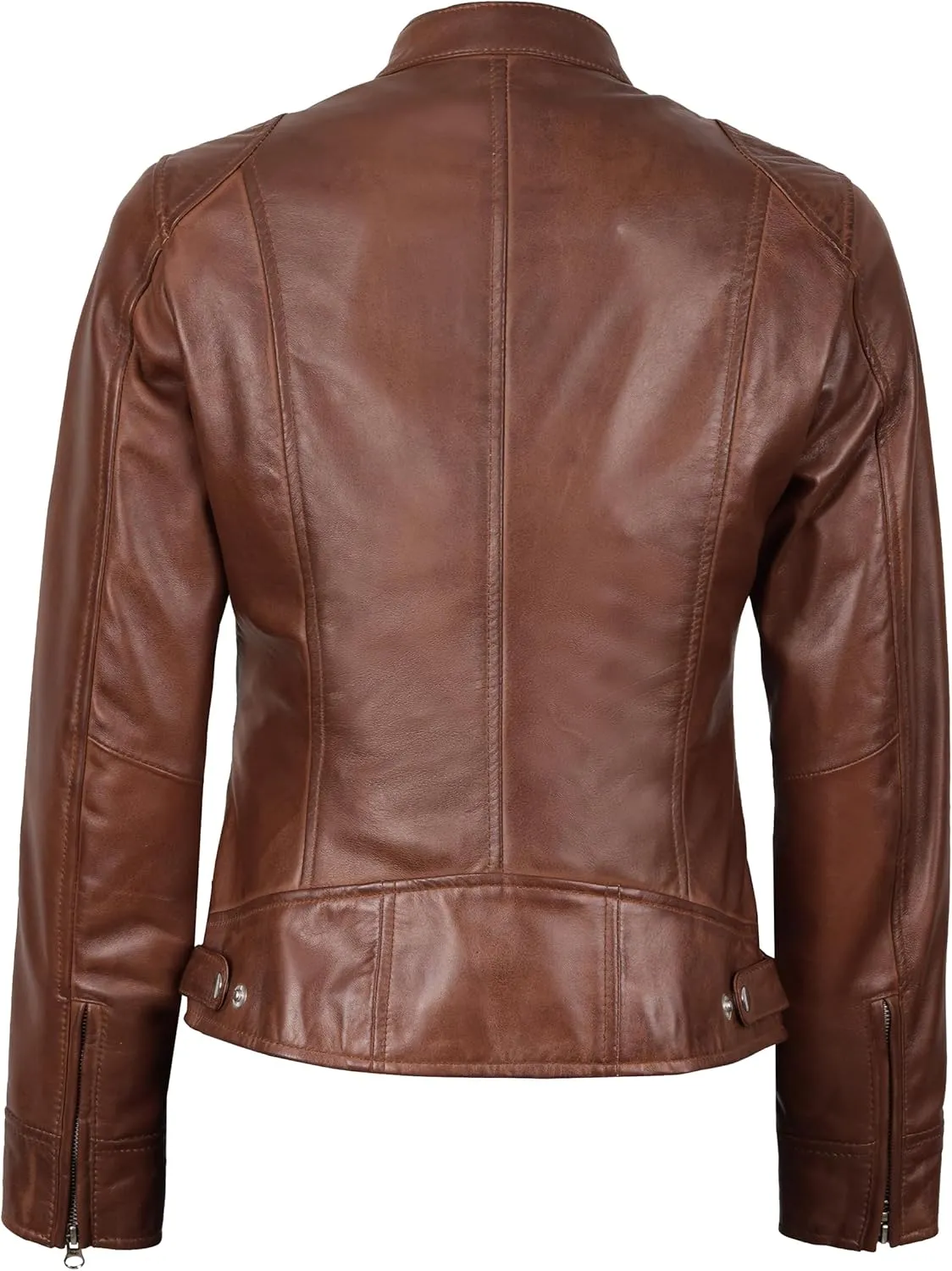 Blingsoul Real Leather Jacket Women - Cafe Racer Style Womens Leather Jackets