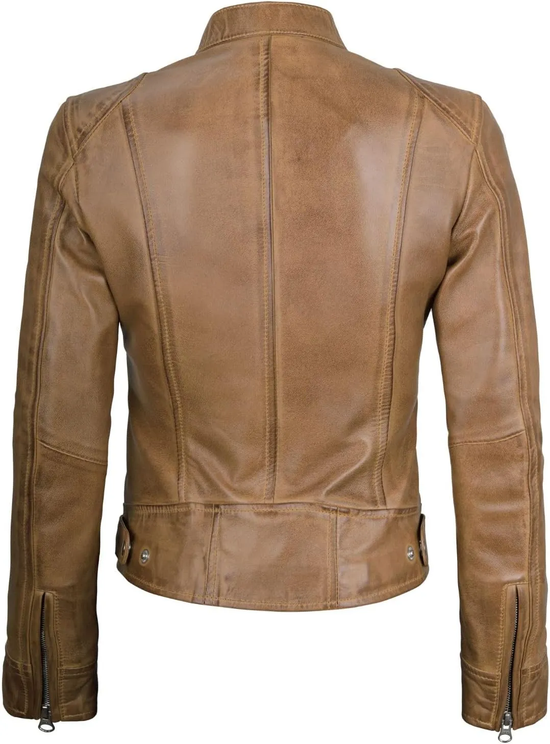 Blingsoul Real Leather Jacket Women - Cafe Racer Style Womens Leather Jackets