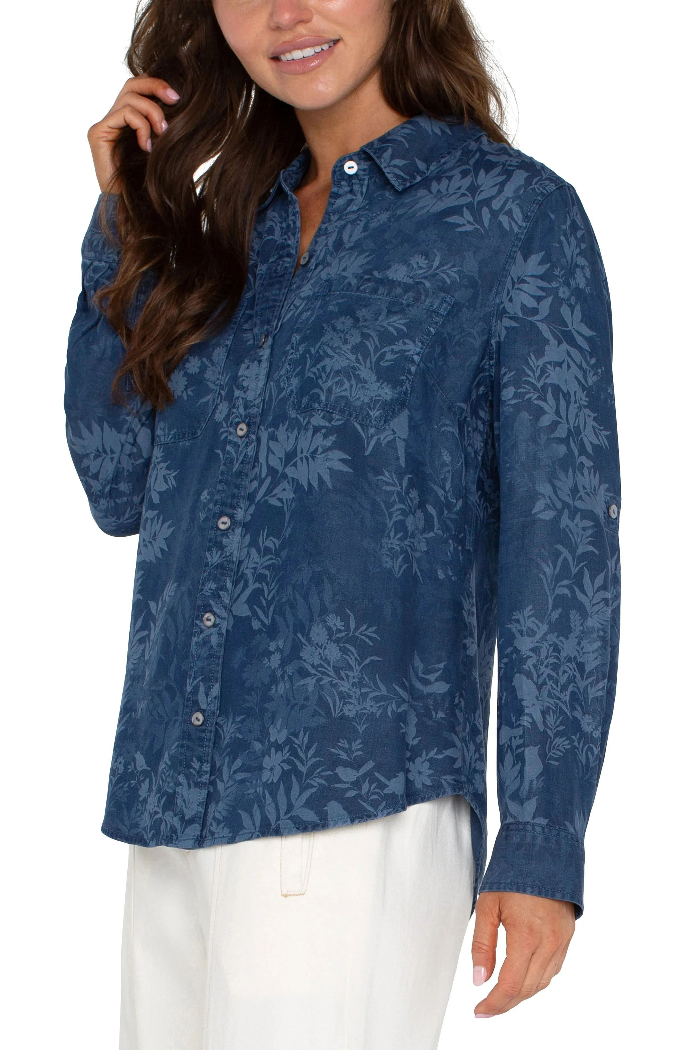 BLUE TONE ON TONE BLUE BUTTON DOWN SHIRT