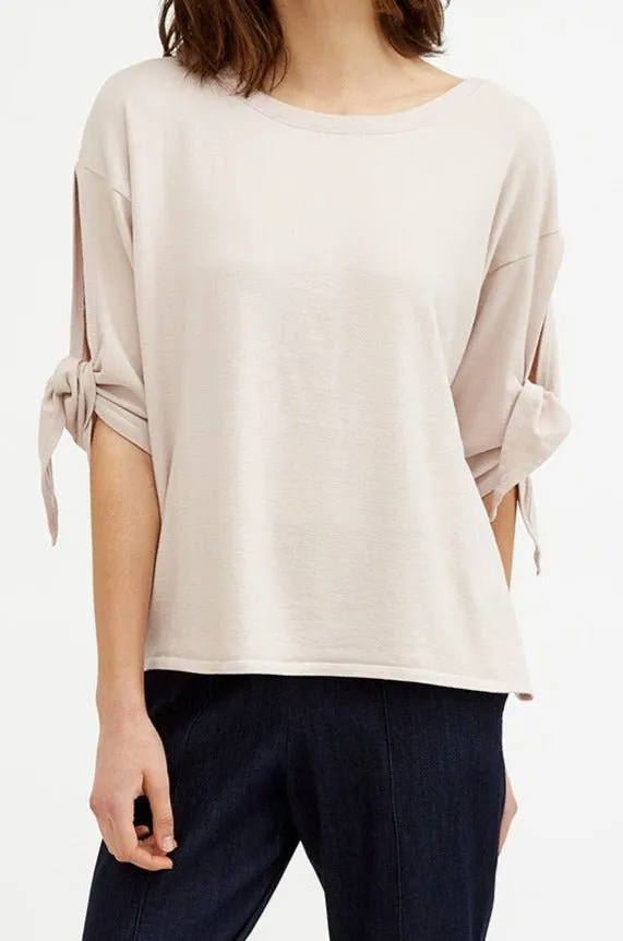 BOATNECK TIE-SLEEVE TOP IN PIMA COTTON STRETCH