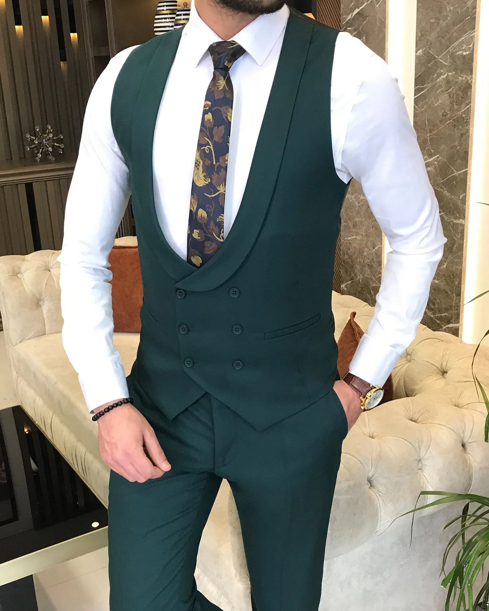 Bojoni Montreal Slim Fit Green Suit