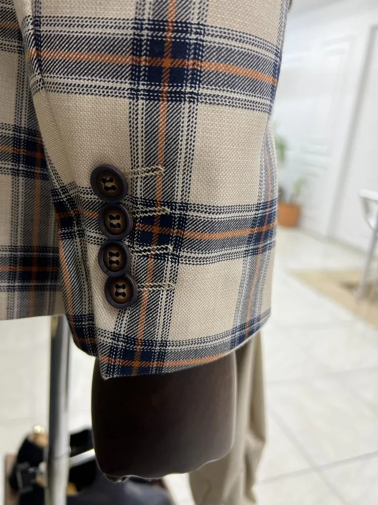 Bojoni Veneta Slim fit Plaid Striped Blue Suit
