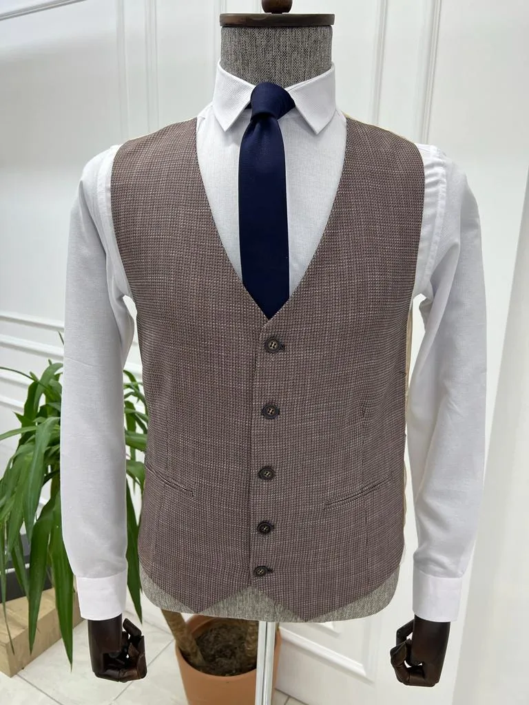 Bojoni Veneta Slim fit Plaid Striped Blue Suit
