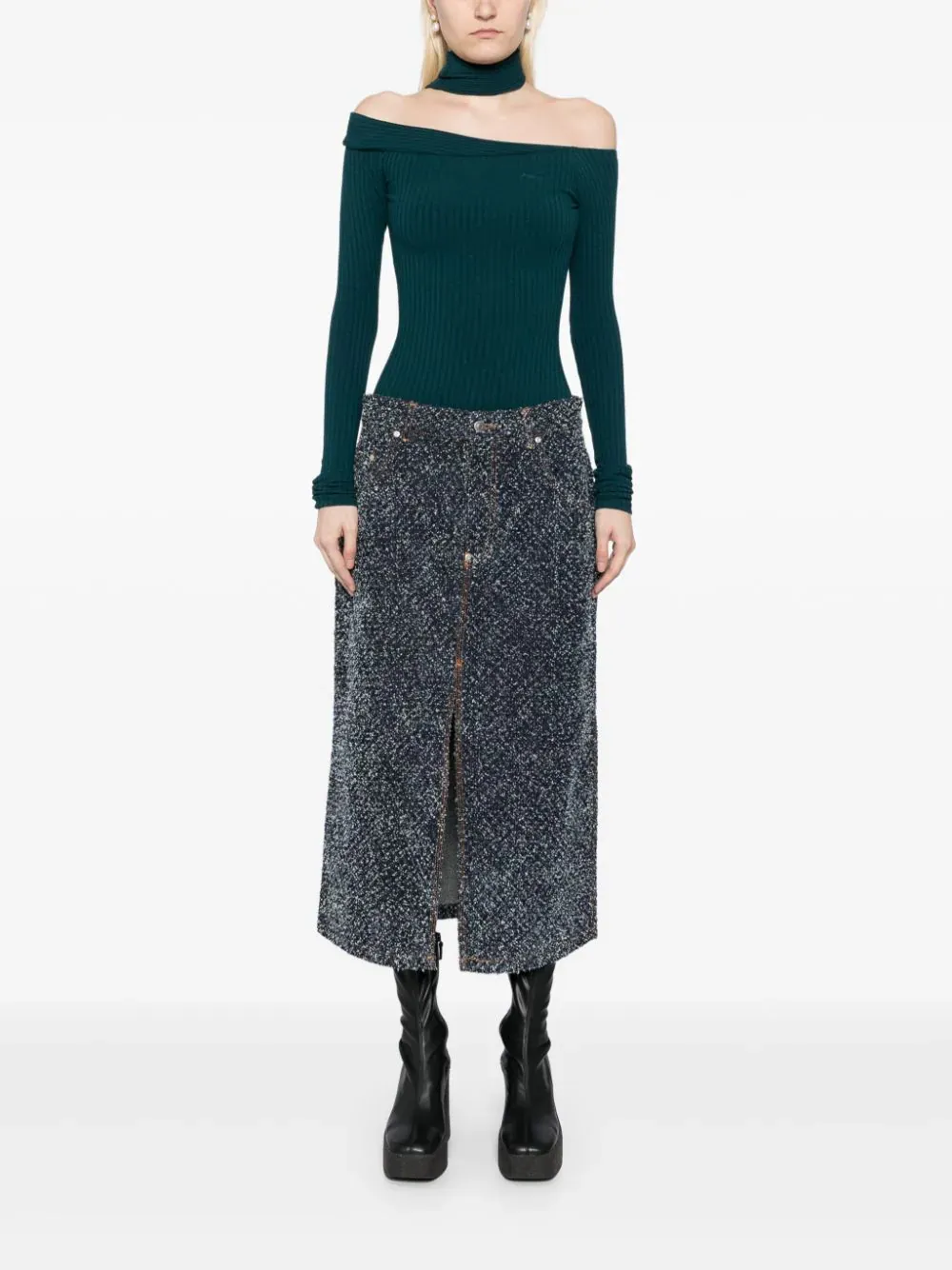 Boucle Denim Skirt