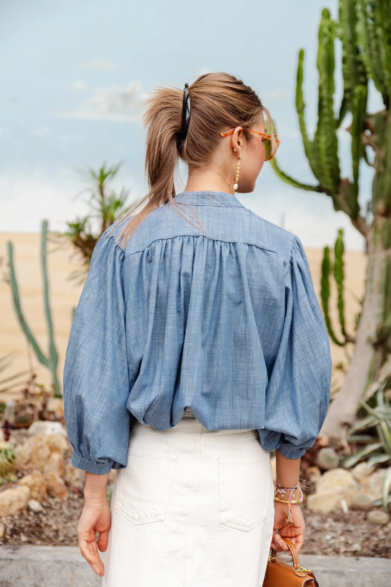 Carol cotton blouse denim blue