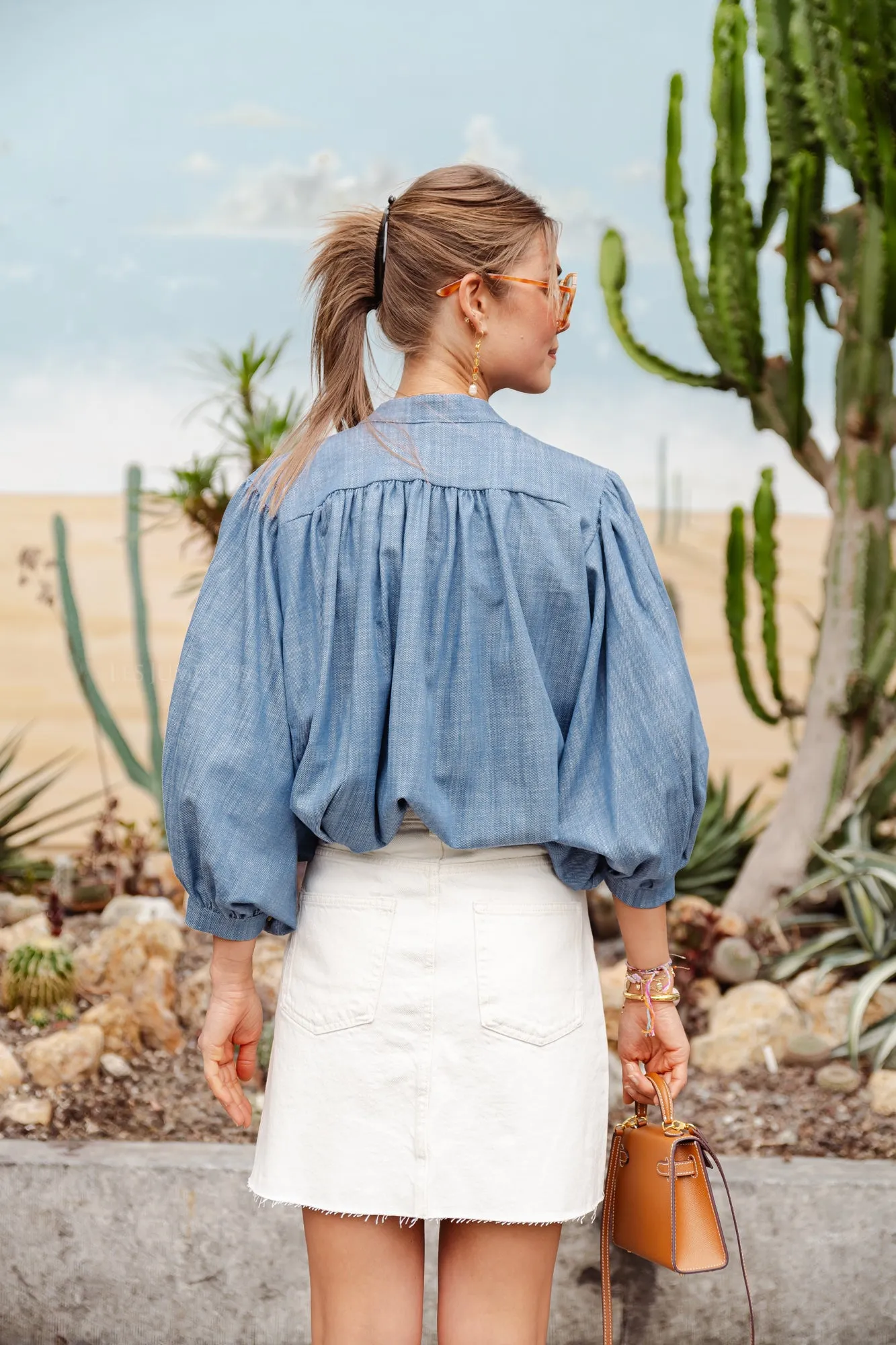 Carol cotton blouse denim blue