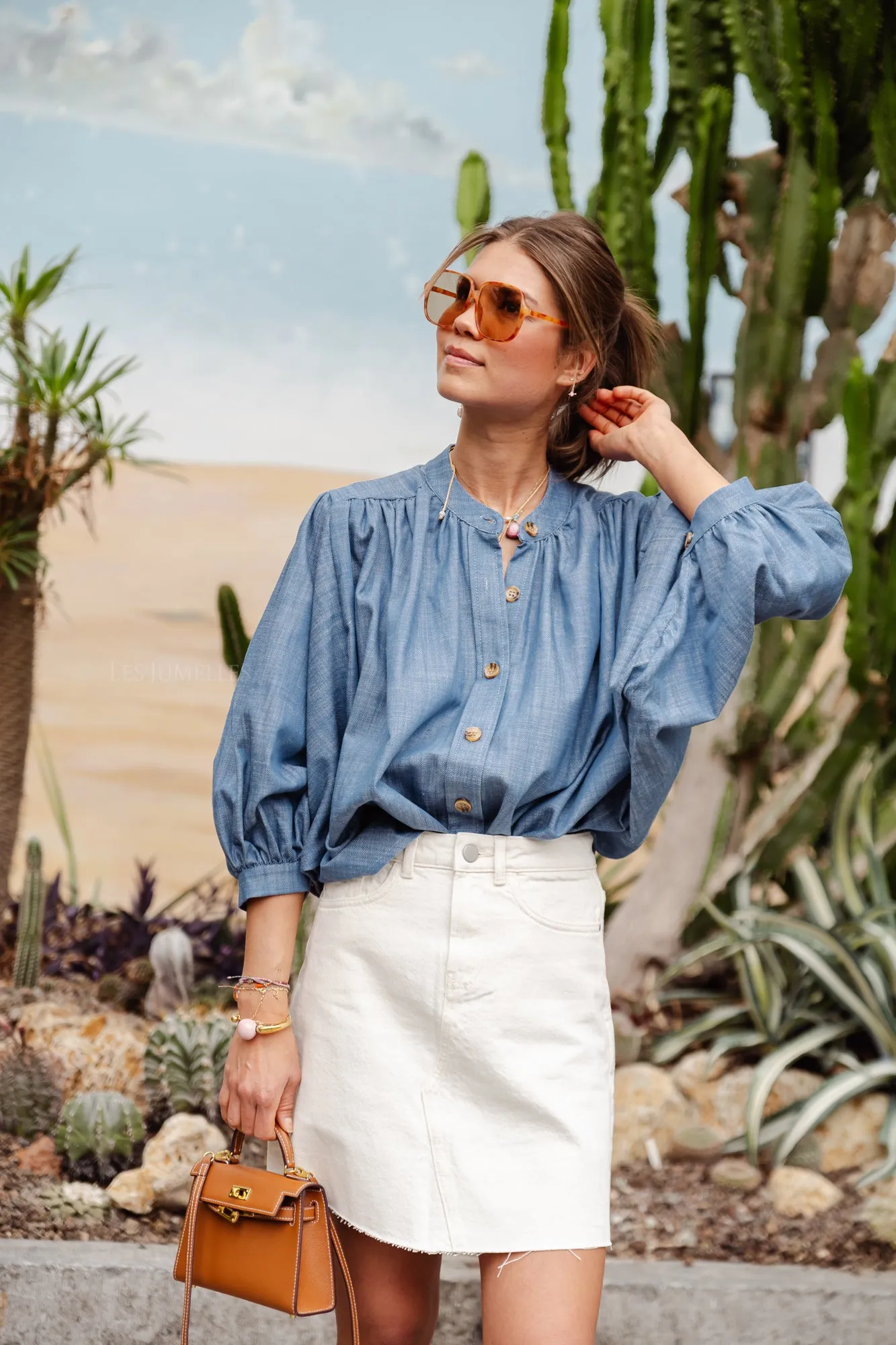 Carol cotton blouse denim blue