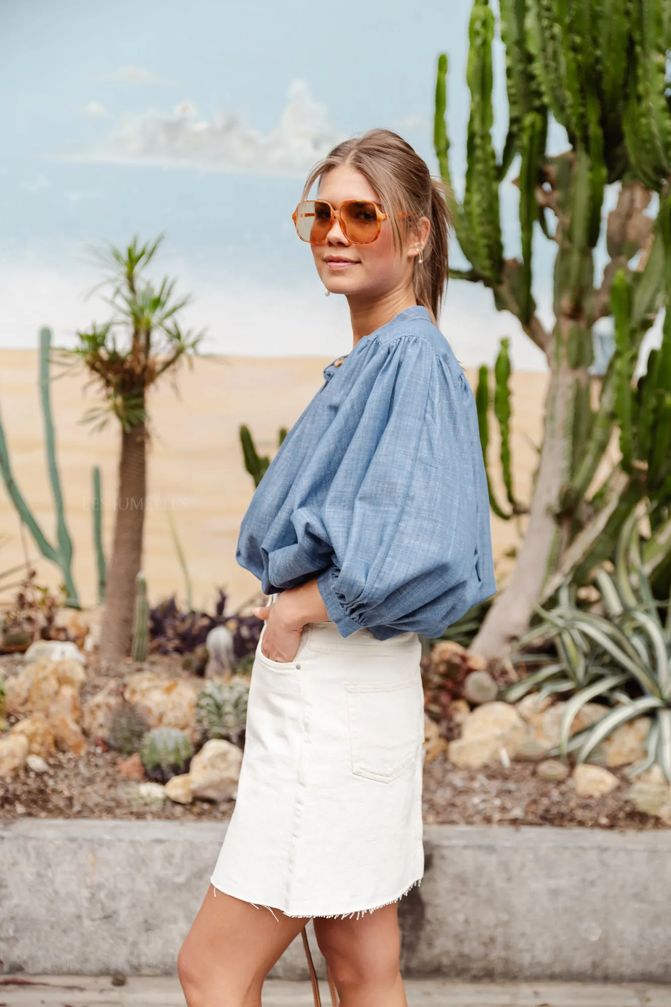 Carol cotton blouse denim blue