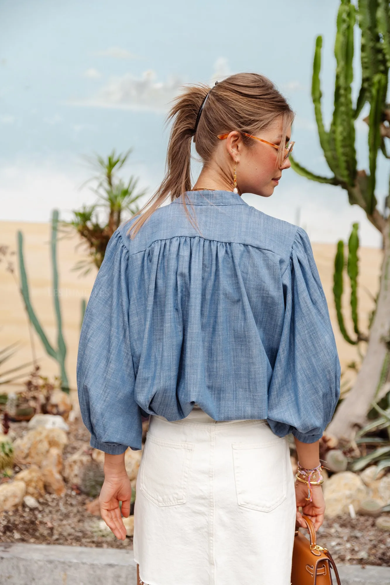 Carol cotton blouse denim blue