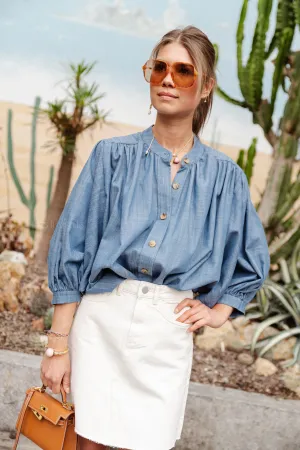 Carol cotton blouse denim blue