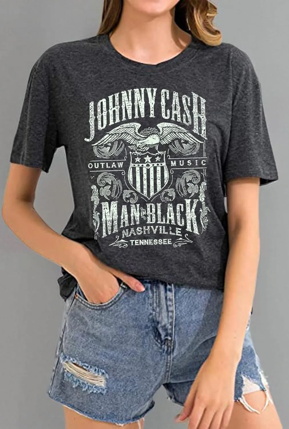 Cash Graphic Shirt Tees Women Vintage Country Music T-Shirt Casual Band Music Lovers Top Tee