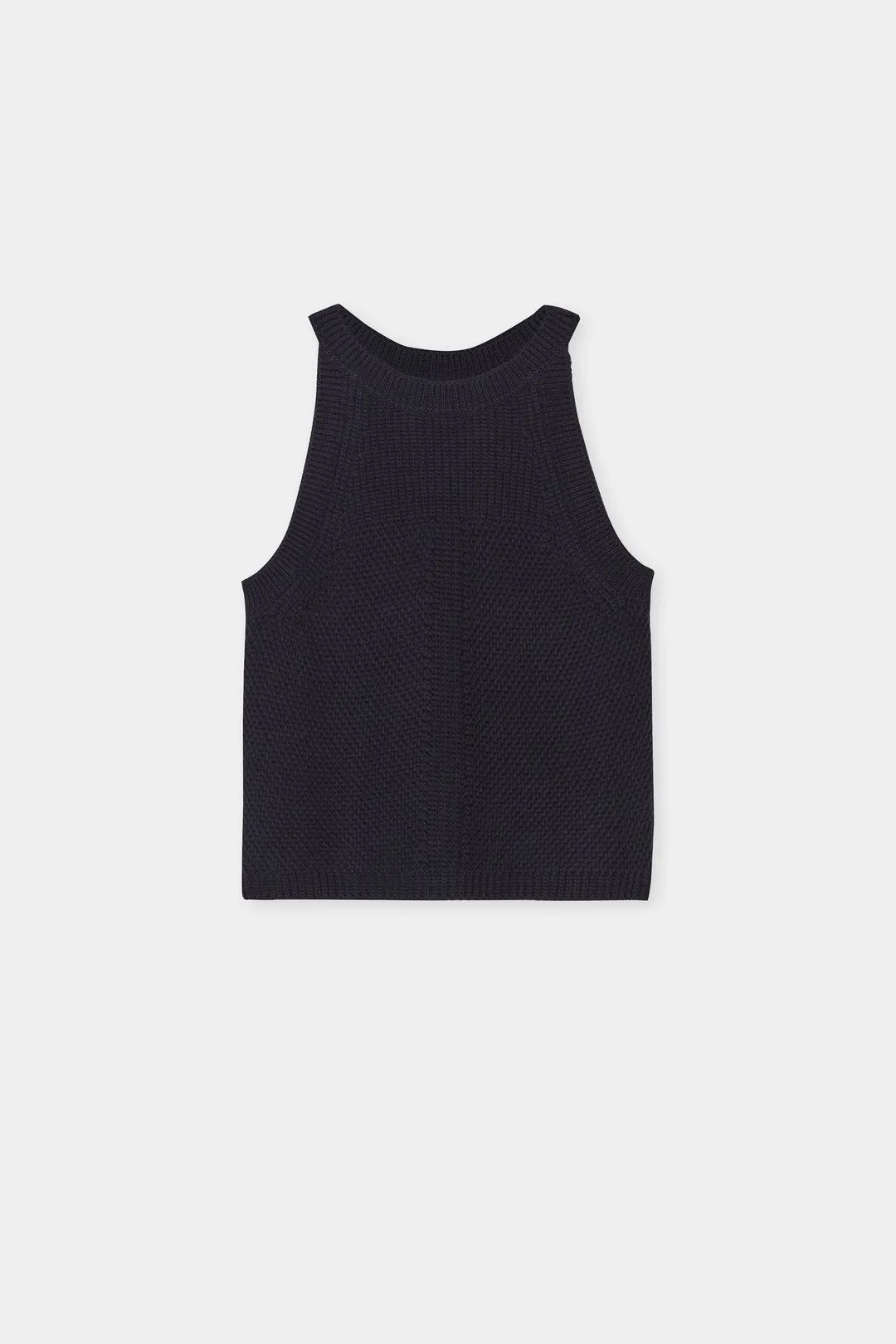 Closed Knit Rib Tank Black