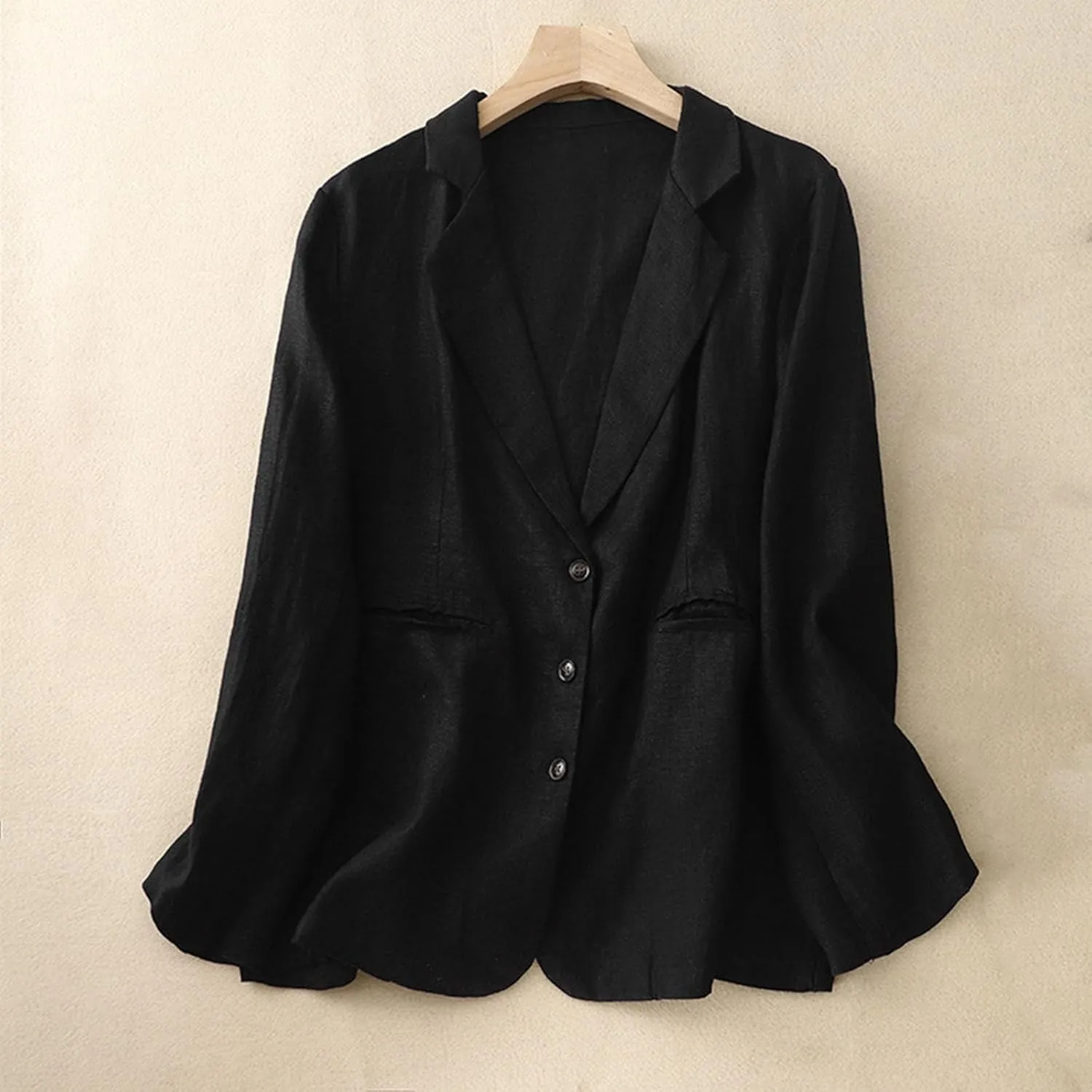 Cotton Linen Blazer for Women Long Sleeve Loose Casual Blazer Jackets Lightweight Spring Summer Work Suit Jacket