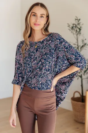 Dear Scarlett Essential Blouse in Navy Paisley
