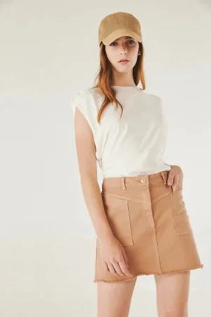 Deluc Tan Denim Mini Skirt