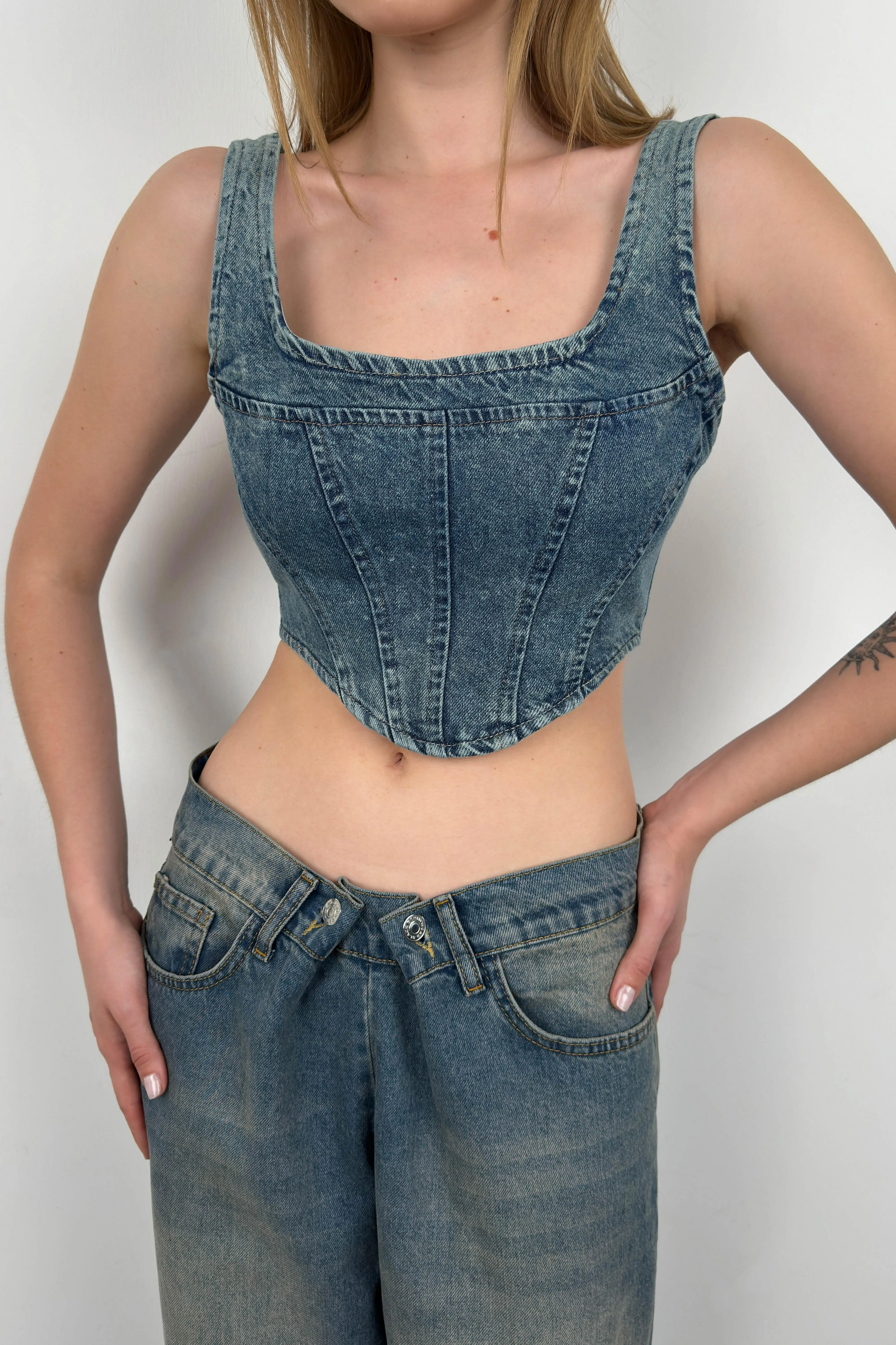 Denim Corset Top