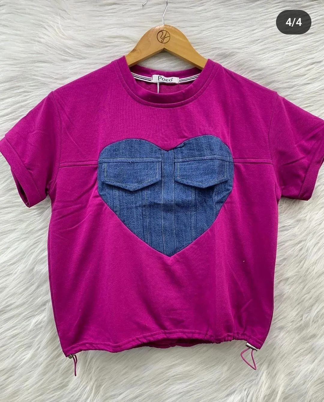 Designer top with denim detailing